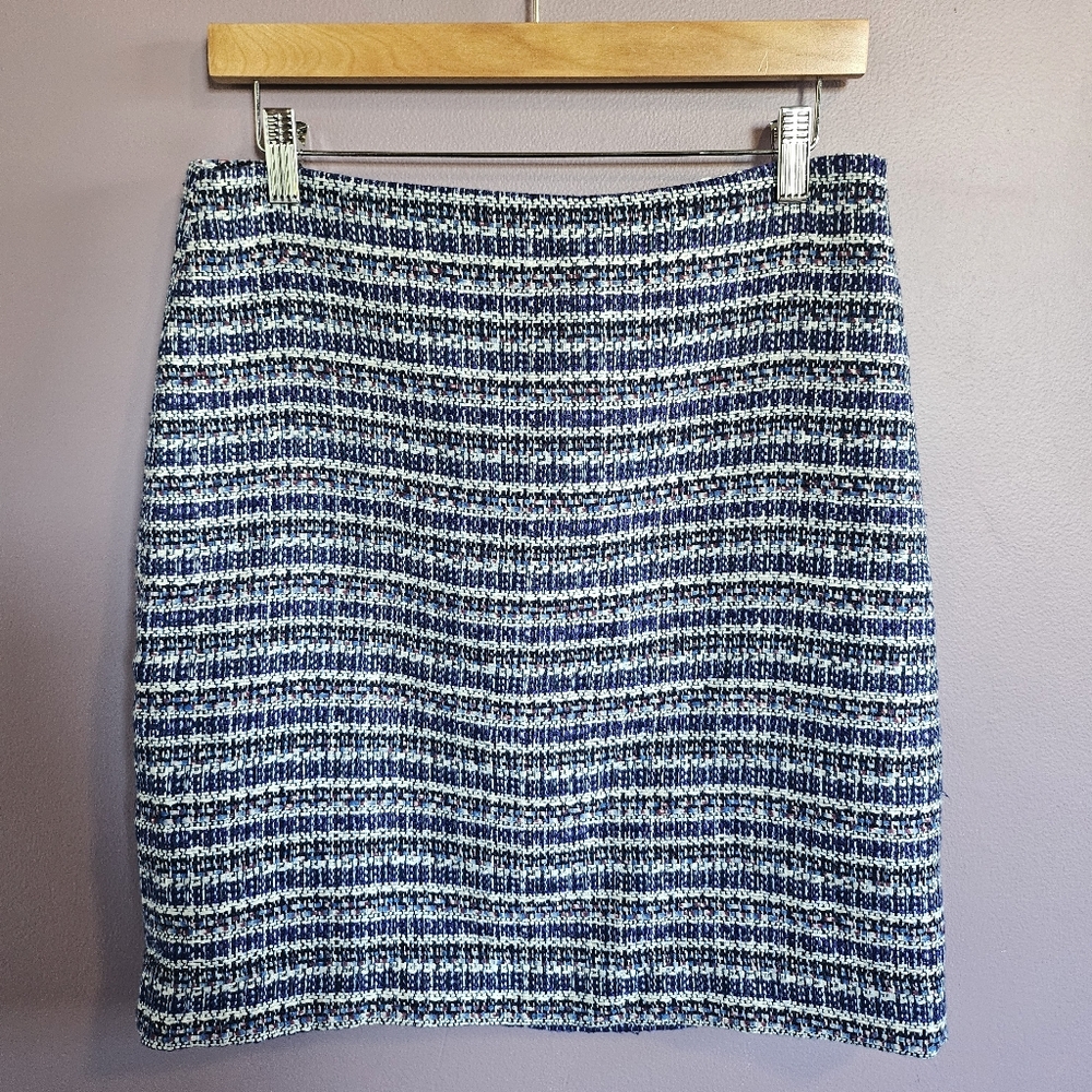 Talbots Petites Multicolor Acrylic Blend Tweed Preppy Lined Knee Length Skirt
